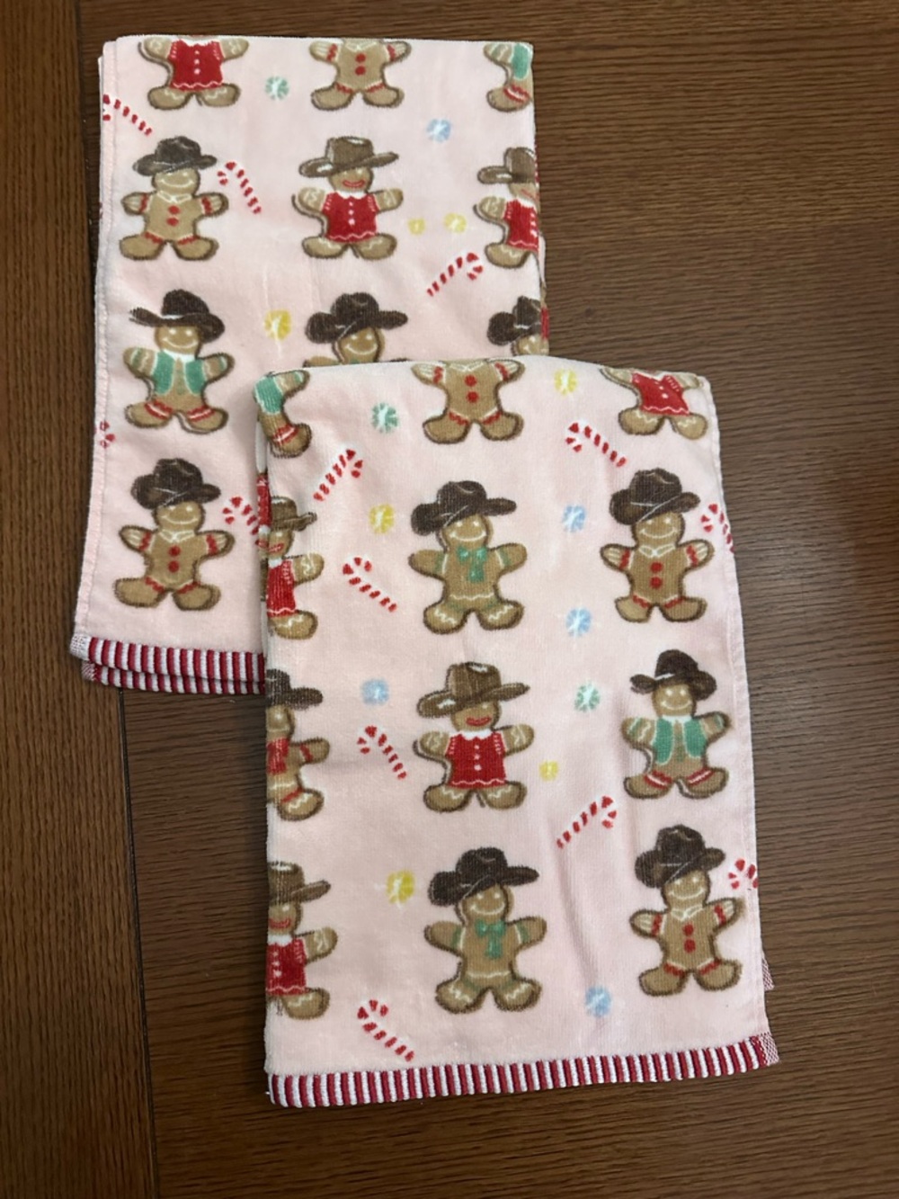 Pink Gingerbread Cowboy Print Cotton Hand Towels